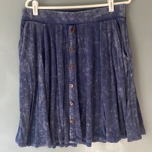 TORRID mineral wash blue super soft knit skater skirt size 0 women's pockets